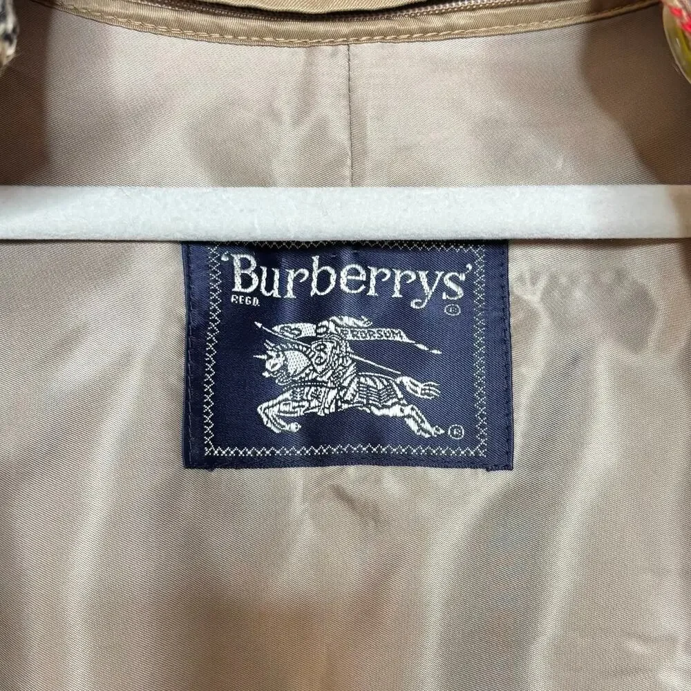 Burberry Belted Trench Coat with Plaid 100% Wool Lining & Collar in Honey - Picture 13 of 16